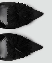 Mango Women's Kitten-Heel Pom-Pom Shoes