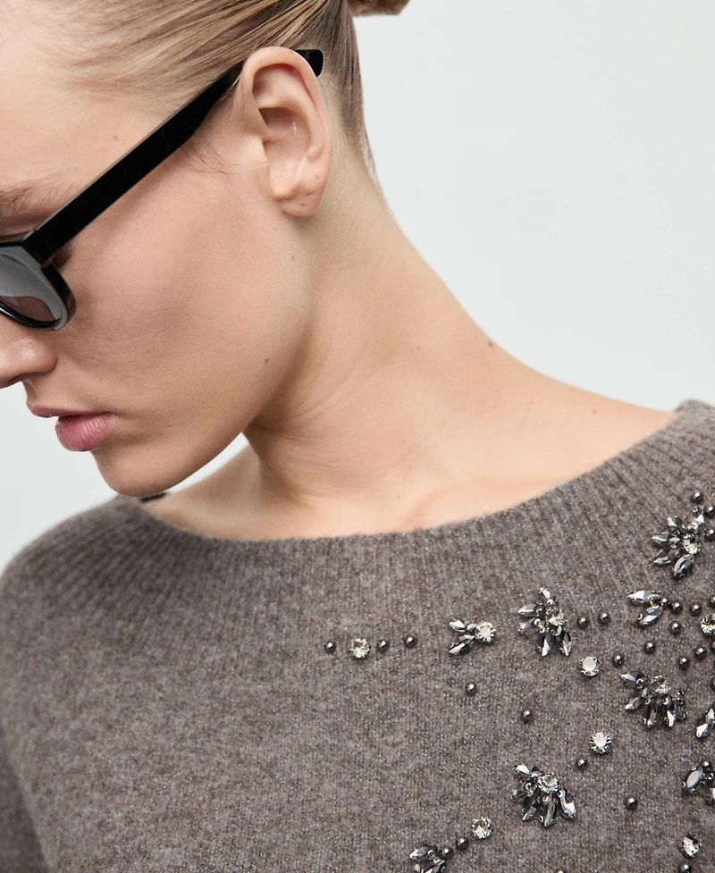 Mango Women's Crystal Detail Sweatshirt