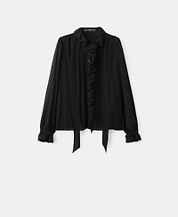 Mango Women's Ruffled Scarf Blouse