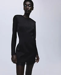 Mango Women's Lace Trim Hem Open-Back Dress