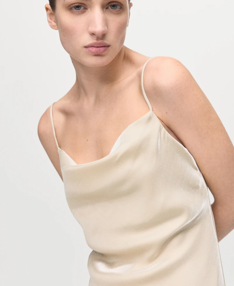 Mango Women's Low-Cut Neckline Satin Dress