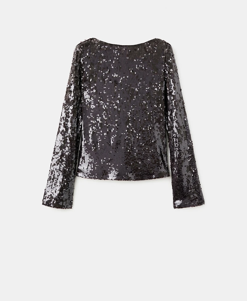 Mango Women's Bell-Sleeved Sequins Top