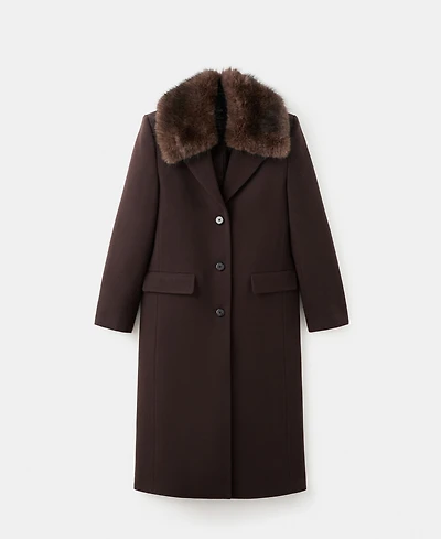Mango Women's Fur Collar Wool Coat