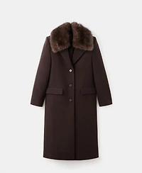 Mango Women's Fur Collar Wool Coat