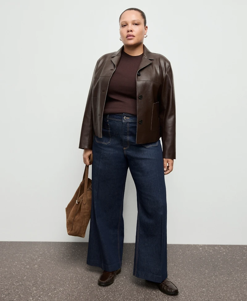 Mango Women's Pockets Wide-Leg Jeans