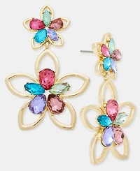 Karl Lagerfeld Paris Multicolor Crystal Flower Double Drop Earrings