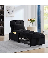 sumyeg 4-in-1 Convertible Sofa Bed with Storage Pockets Adjustable Backrest and Chaise Lounge