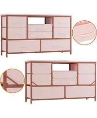 gaomon Modern 8-Drawer Dresser Tv Stand with Rgb Led Lighting, Power Outlet & Usb Ports – Fits 55" TVs, Versatile Storage