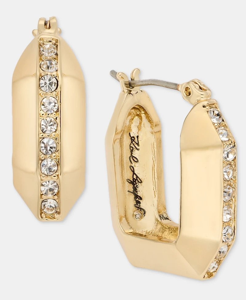 Karl Lagerfeld Paris Small Pave Geometric Hoop Earrings, 0.67"