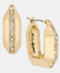 Karl Lagerfeld Paris Small Pave Geometric Hoop Earrings, 0.67"