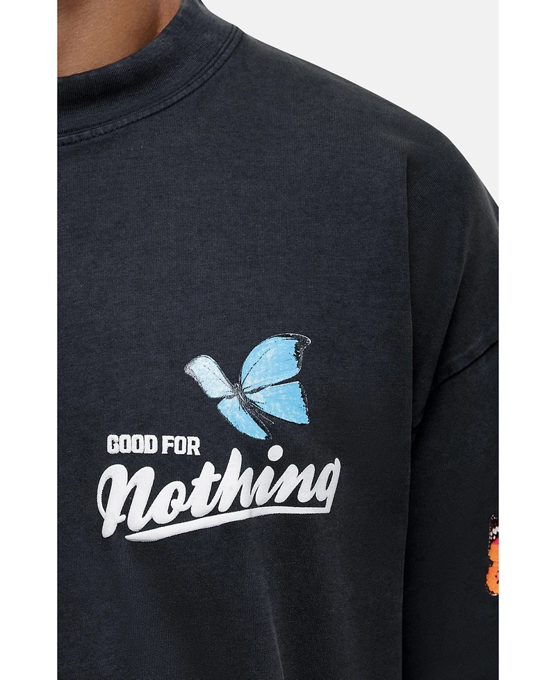 Good For Nothing Women's Flight Butterfly Print Relaxed Tee