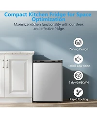 Cowsar 2.6 Cu. Ft Mini Fridge with Freezer, Single-Door Compact Refrigerator, 7 Settings Temperature Adjustable, 2 Removable Shelves