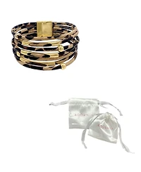 Adornia 14K Gold Plated Multi Strand Leopard Print Bangle Bracelet