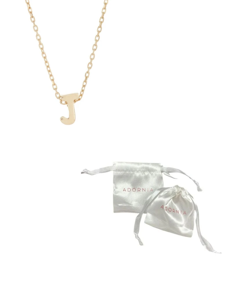 Adornia 14k Gold-Plated Mini Initial Pendant Necklace, 16" + 2" extender