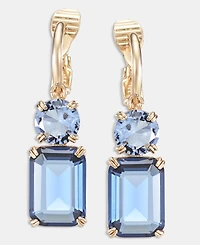 Lauren Ralph Lauren Gold-Tone Glass Stone Mixed Cut Double Drop Clip-On Earrings