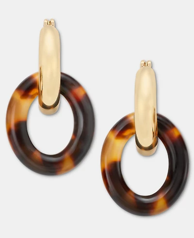 Lauren Ralph Lauren Gold-Tone Tortoise Shell Look Doorknocker Drop Earrings