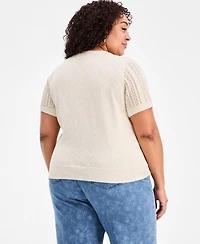 Style & Co Plus Short-Sleeve Pointelle Sweater, Macy's Exclusive