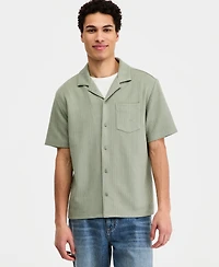 Sun + Stone Men's Textured Chevron Knit Short Sleeve Button-Front Camp Shirt, Created for Macy's