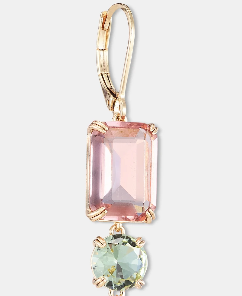 Lauren Ralph Lauren Gold-Tone Glass Stone Mixed Cut Triple Drop Earrings