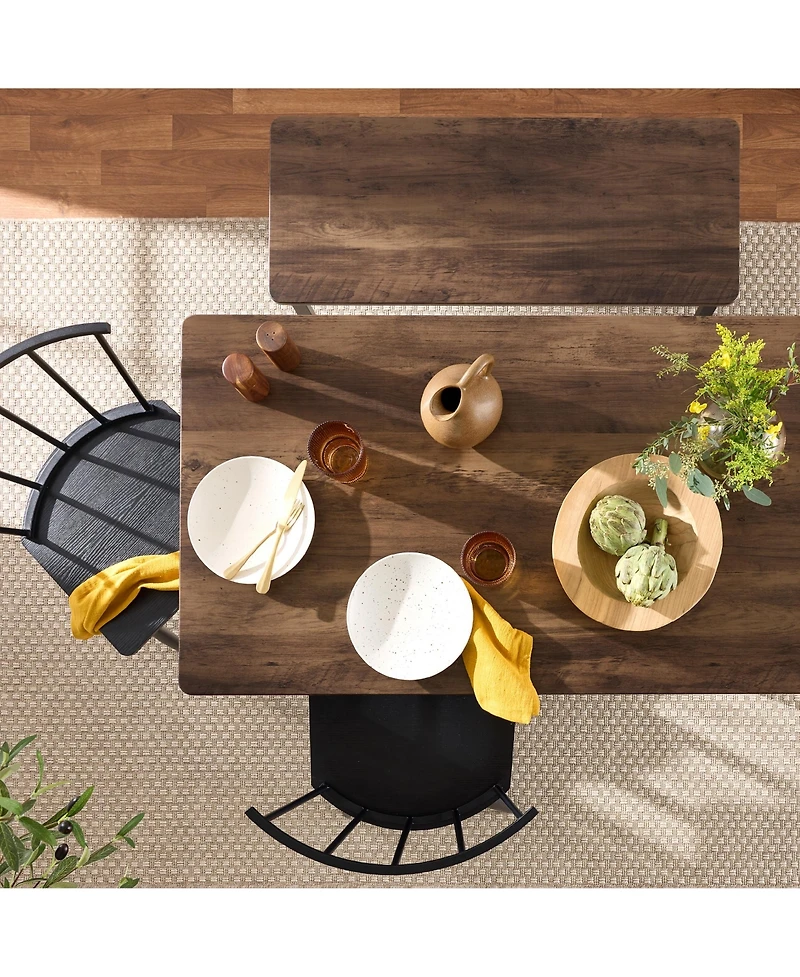 Best Choice Products 4-Piece Dining Kitchen Table Set w/ 2 Spindle-Back Chairs, Bench