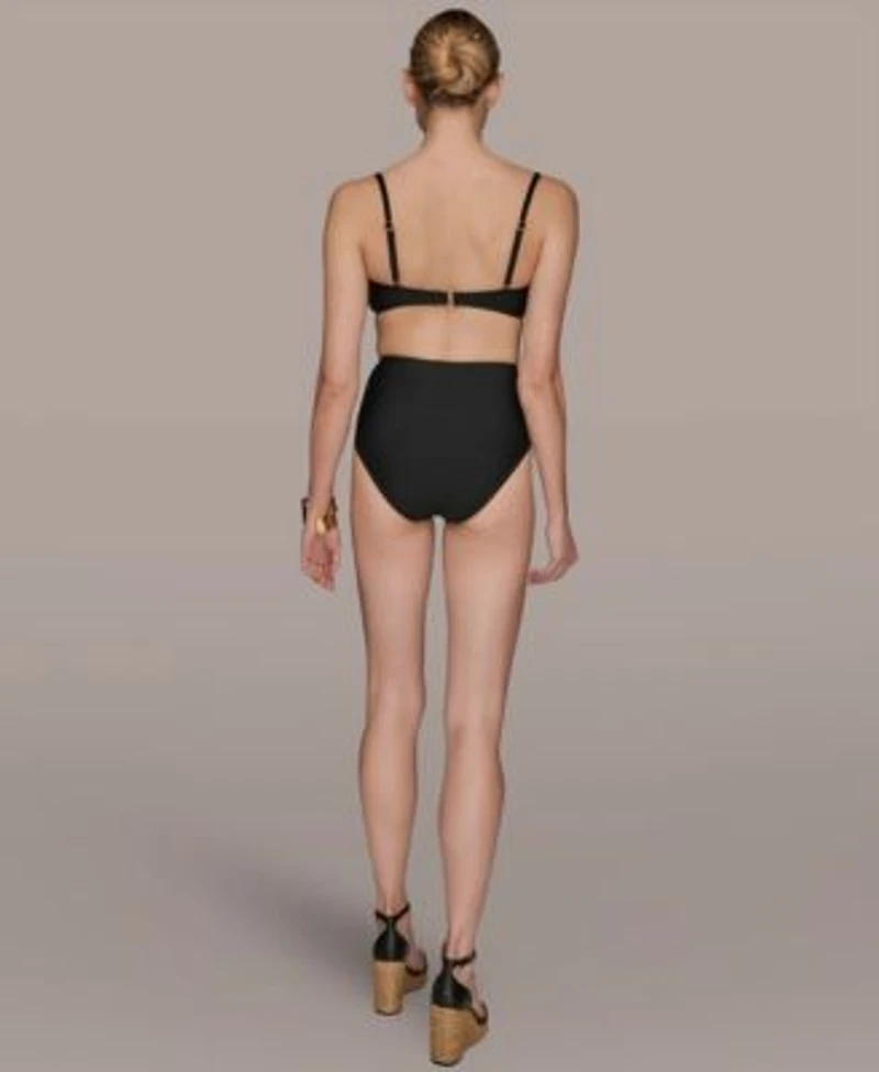 Donna Karan Womens Shirred Bandeau Bikini Top Bottoms