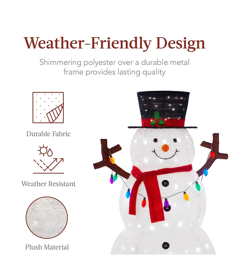 Best Choice Products Lighted Pop-Up Snowman, Outdoor Christmas Holiday Decoration w/ Led Lights, Hat, Scarf