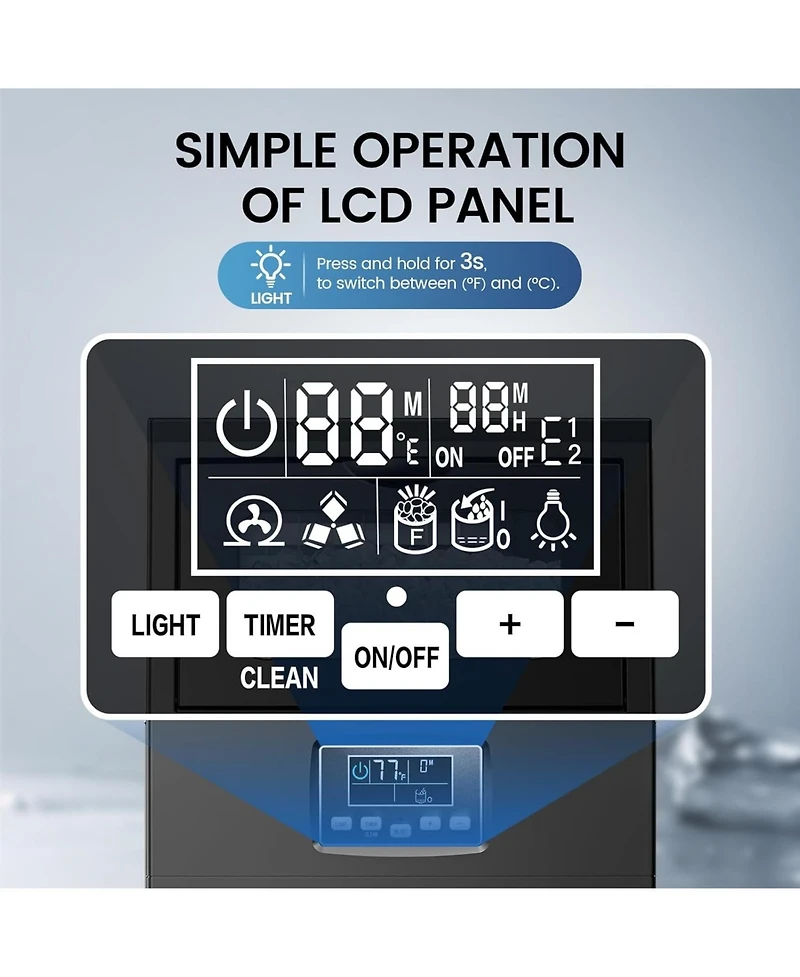 Cowsar Commercial Ice Maker Machine,66Lbs/24H Stainless Steel Undercounter Ice Maker with 8Lbs Storage Capacity,Self-Cleaning Freestanding Ice Machine