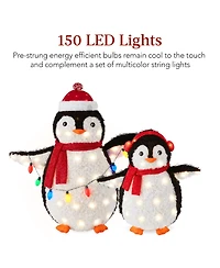 Best Choice Products 2-Piece Lighted 3ft Pop-Up Penguin Family Outdoor Christmas Decoration w/ 150 Led Lights