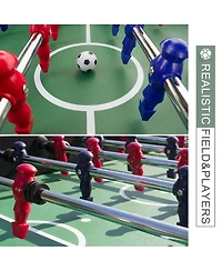 Rbied 56 Inch Foosball Table for Adults and Teens, Black Mdf Soccer Game Table with 2 Balls and Drink Holders for Game Room or Home Entertainment