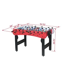 Rbied 5FT Red Mdf Foosball Soccer Table with Steel Rods and 4 Balls, Indoor Football Game Table for Family Recreation or Game Rooms - Rbied