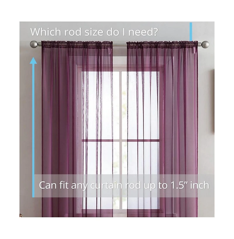 Hlc.me Essentials Sheer Voile Window Treatment Rod Pocket Curtain Panels