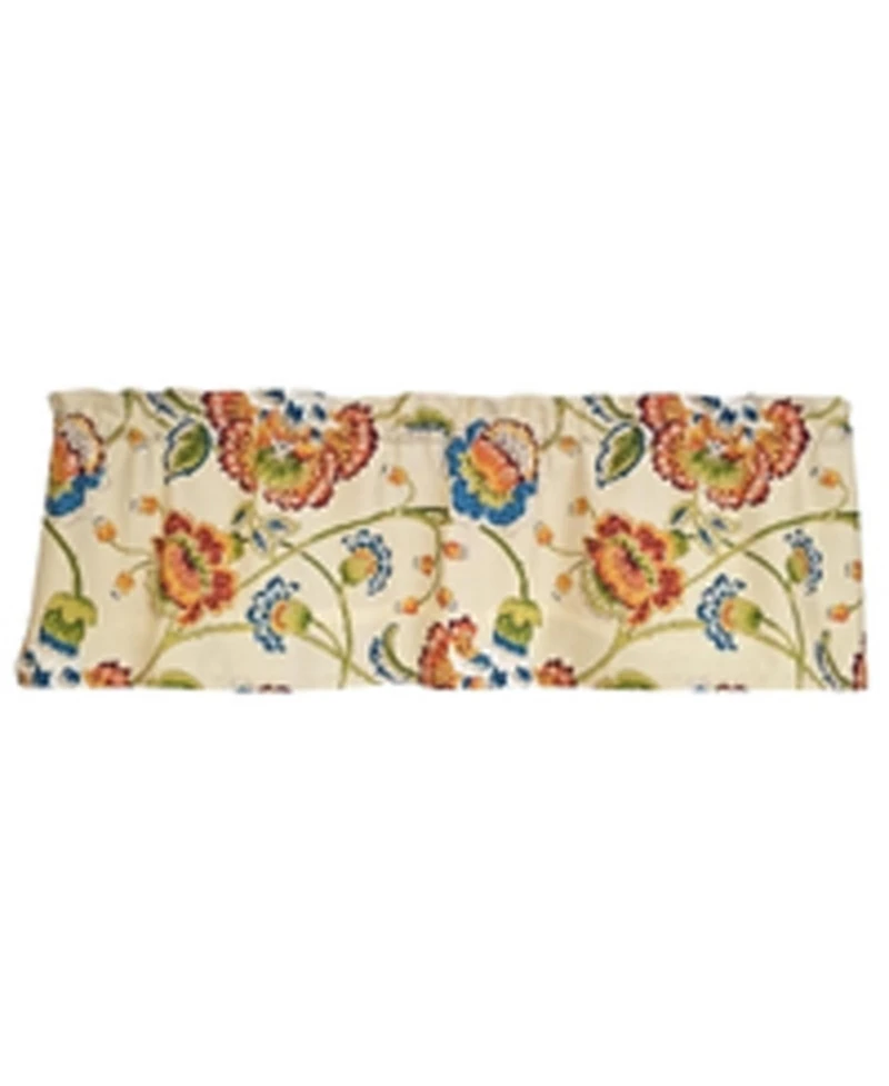 Rlf Home 100% Cotton High Quality Moira Tailored Window Valance with 1.5" Rod Pocket 50" W X 12" L Multi