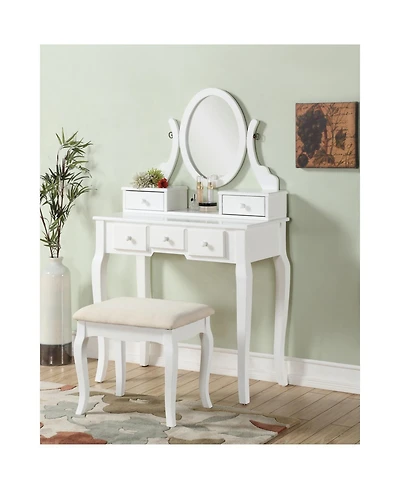 Streamdale Ashley Wood Make-Up Vanity Table and Stool Set, White