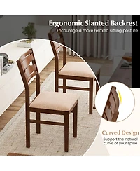 Gymax Dining Chair Set of w/ Rubber Wood Frame Padded Seat Curved Backrest