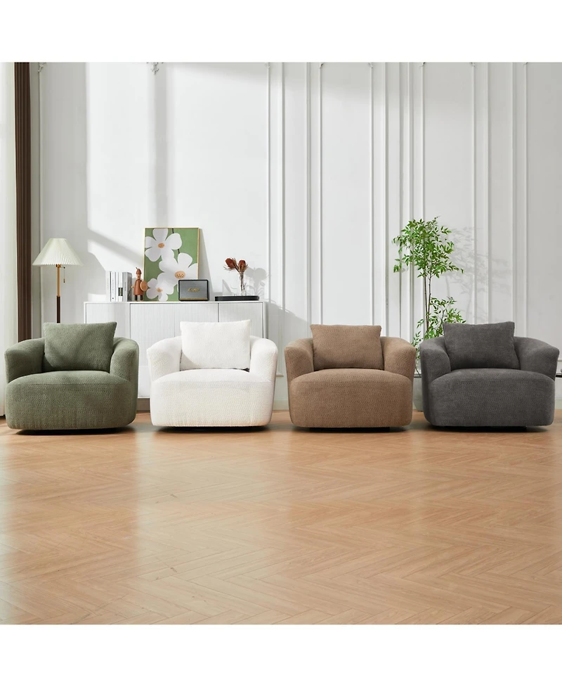 Streamdale Furniture 360° Swivel Accent Chair Sofa with Throw Pillow, Light Gray