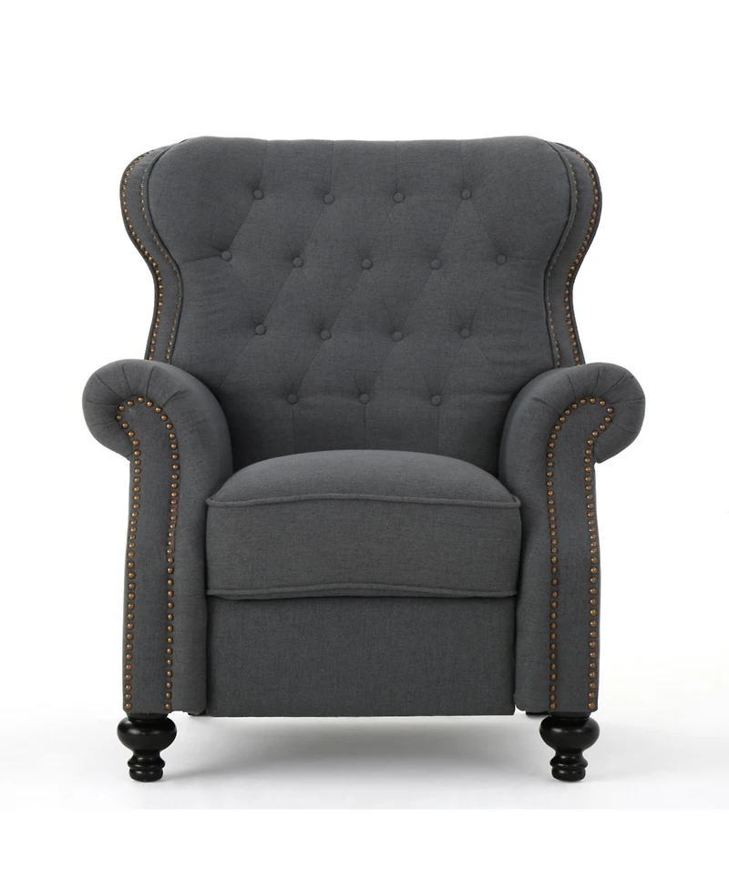 Streamdale Charcoal Push Back Recliner with Rolled Arms