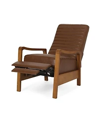 Streamdale Furniture Streamdale Faux Leather Wood Hand Manual Club Recliner