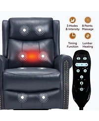 Streamdale Blue Leather Heat Massage Rocker Recliner
