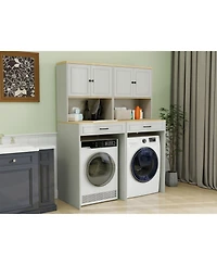 Streamdale Furniture Over the Washer and Dryer Storage Cabinet - Antique White
