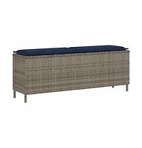 vidaXL Patio Bench with Cushion Gray 43.3"x11.8"x15.9" Poly Rattan