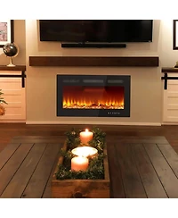 Gaomon 30" Wall Mounted Electric Fireplace Heater, 12 Flame Colors, Timer, Touch Screen, 750/1500W for Living Room