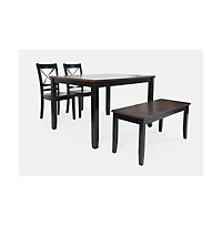 Asbury Park Solid Wood Farmhouse Four Piece Dining Set with Bench