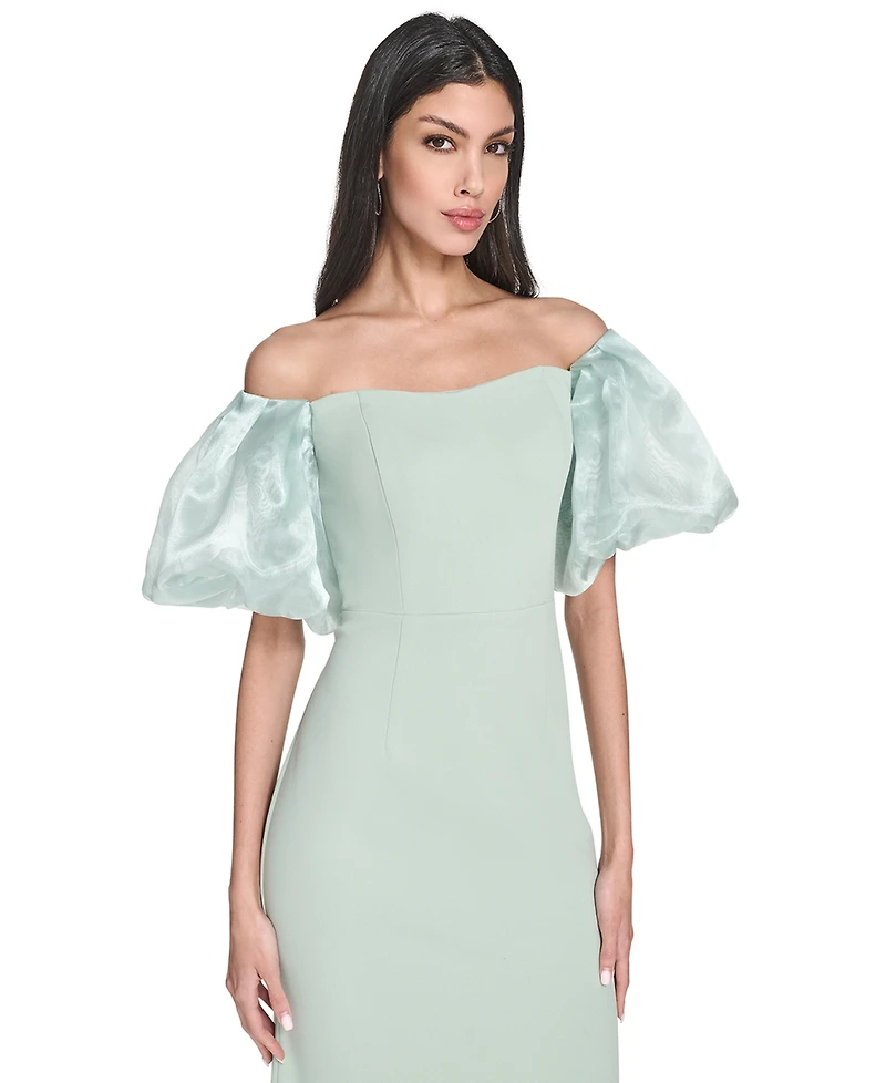 Eliza J Women's Off-The-Shoulder Organza Puff-Sleeve Gown