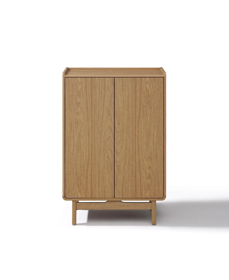 LuxenHome Oak Manufactured Wood 2-Door 31.1" W x 48.7" H Cabinet with Tray Top