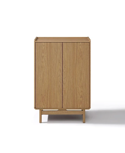 LuxenHome Oak Manufactured Wood 2-Door 31.1" W x 48.7" H Cabinet with Tray Top