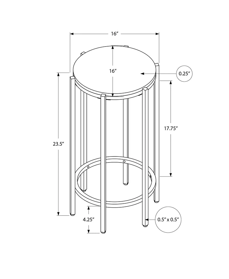 Lovmor Accent Table, End, Round, Side Table, Small, Lamp, Living Room, Bedroom, Nightstand, Dark Oak Laminate, Black Metal, Contemporary