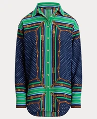 Lauren Ralph Women's Relaxed Fit Belting and Polka-Dot Shirt