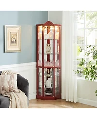 Streamdale Furniture Streamdale Lighted Corner Curio Cabinet - Cherry