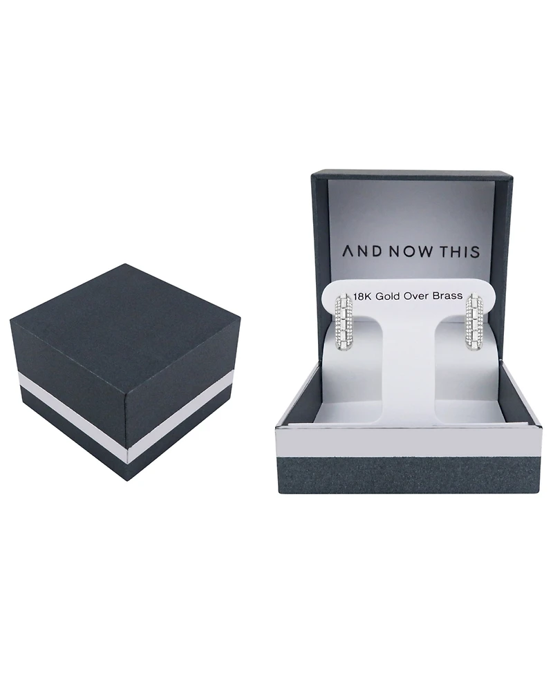 And Now This Crystal Pave Silver-Plated Brass Hoop Earrings, Macy's Exclusive