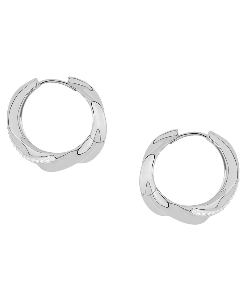 And Now This Crystal Twist 18k Silver Plated Brass Hoop Earrings, Macy's Exclusive